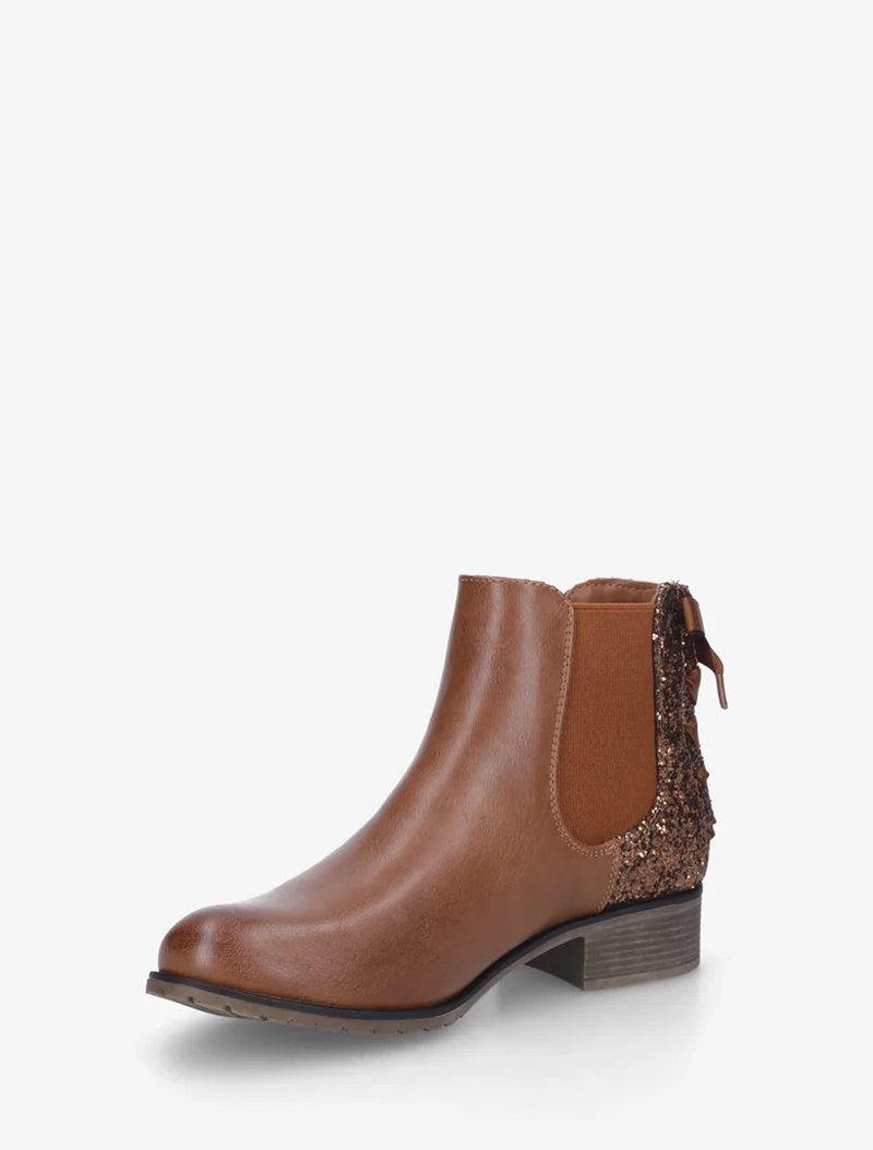 Bottines élastiquées à ruban style lacet - Camel