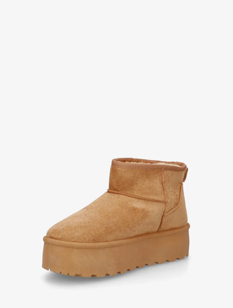 Boots en suédine à semelle plateforme - Camel