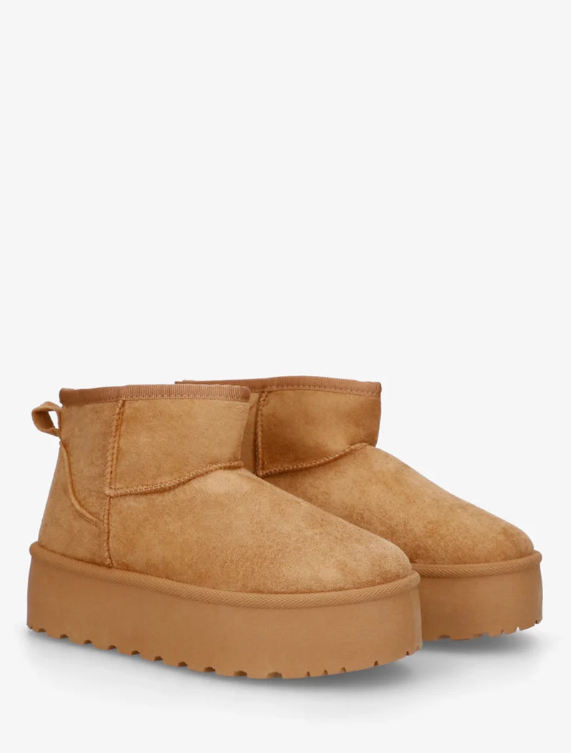 Boots en suédine à semelle plateforme - Camel
