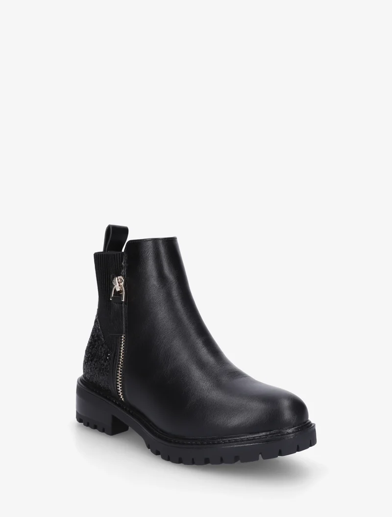 Bottines élastiquées à contrefort pailleté - Noir