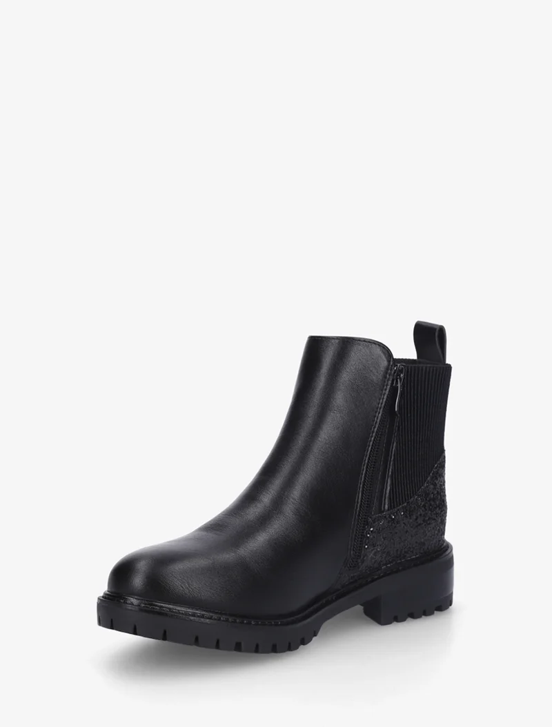Bottines élastiquées à contrefort pailleté - Noir