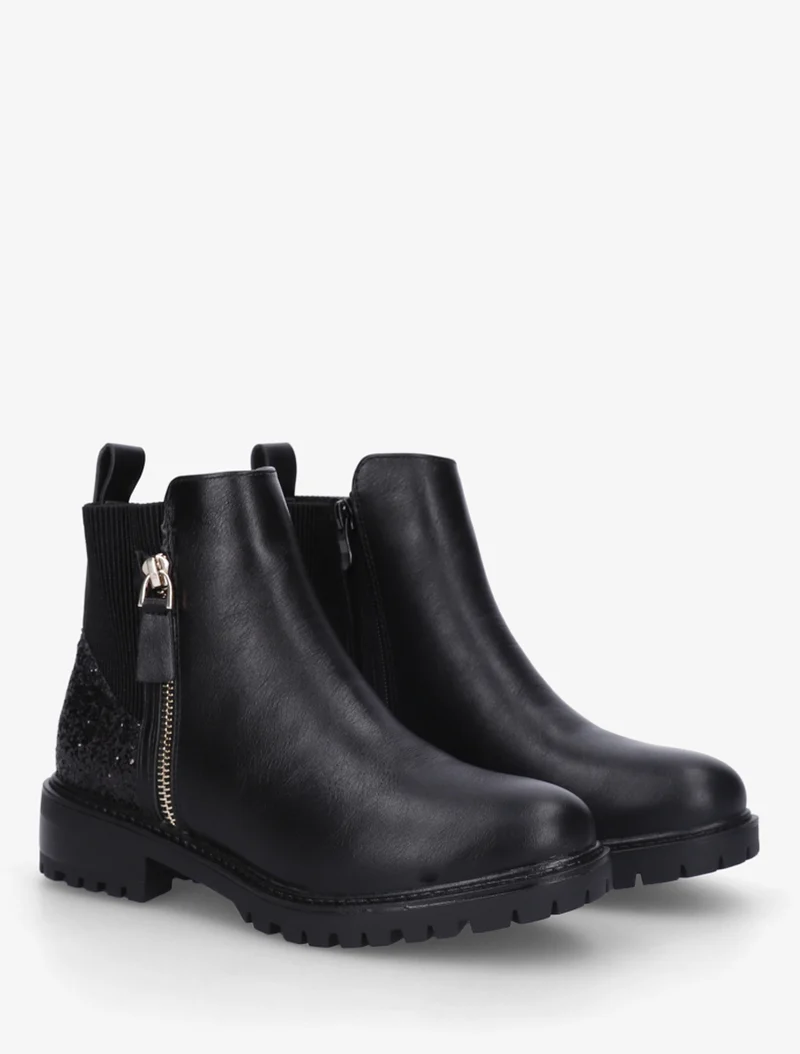 Bottines élastiquées à contrefort pailleté - Noir