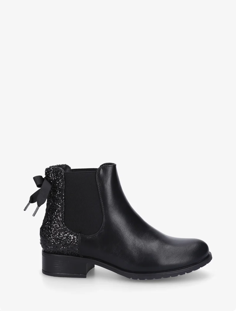 Bottines élastiquées à ruban style lacet - Noir