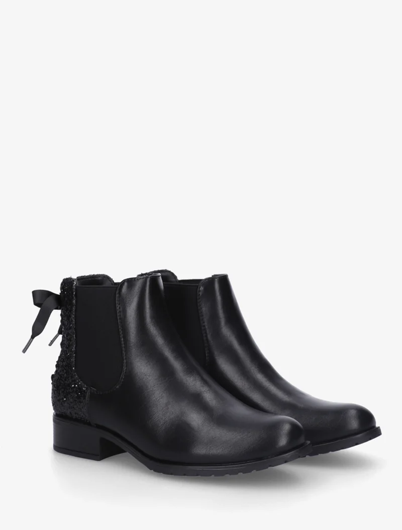 Bottines élastiquées à ruban style lacet - Noir
