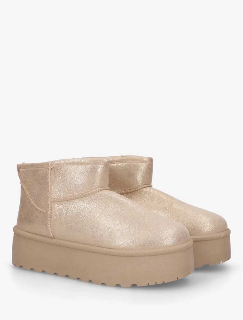 Boots irisées à semelle plateforme - Camel clair