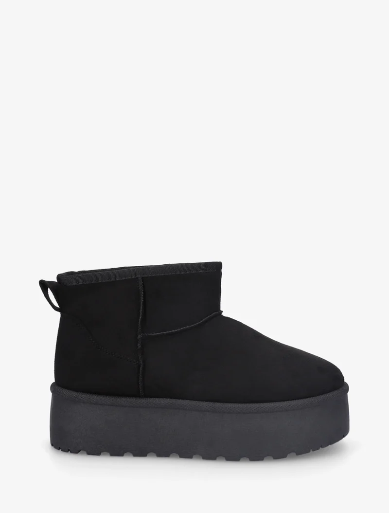 Boots en suédine à semelle plateforme - Noir