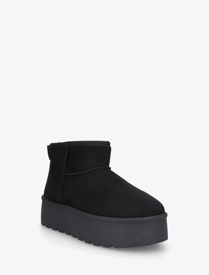Boots en suédine à semelle plateforme - Noir