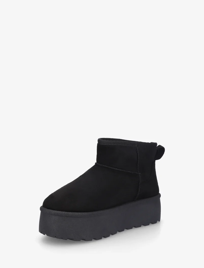 Boots en suédine à semelle plateforme - Noir