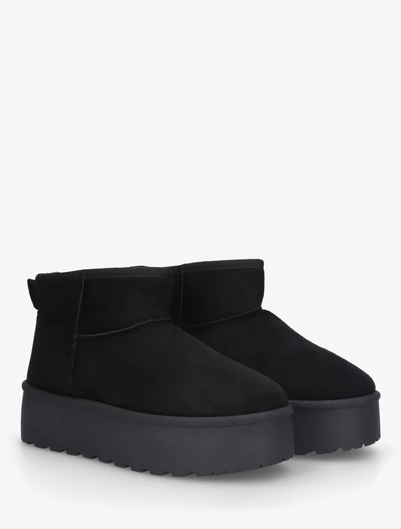 Boots en suédine à semelle plateforme - Noir