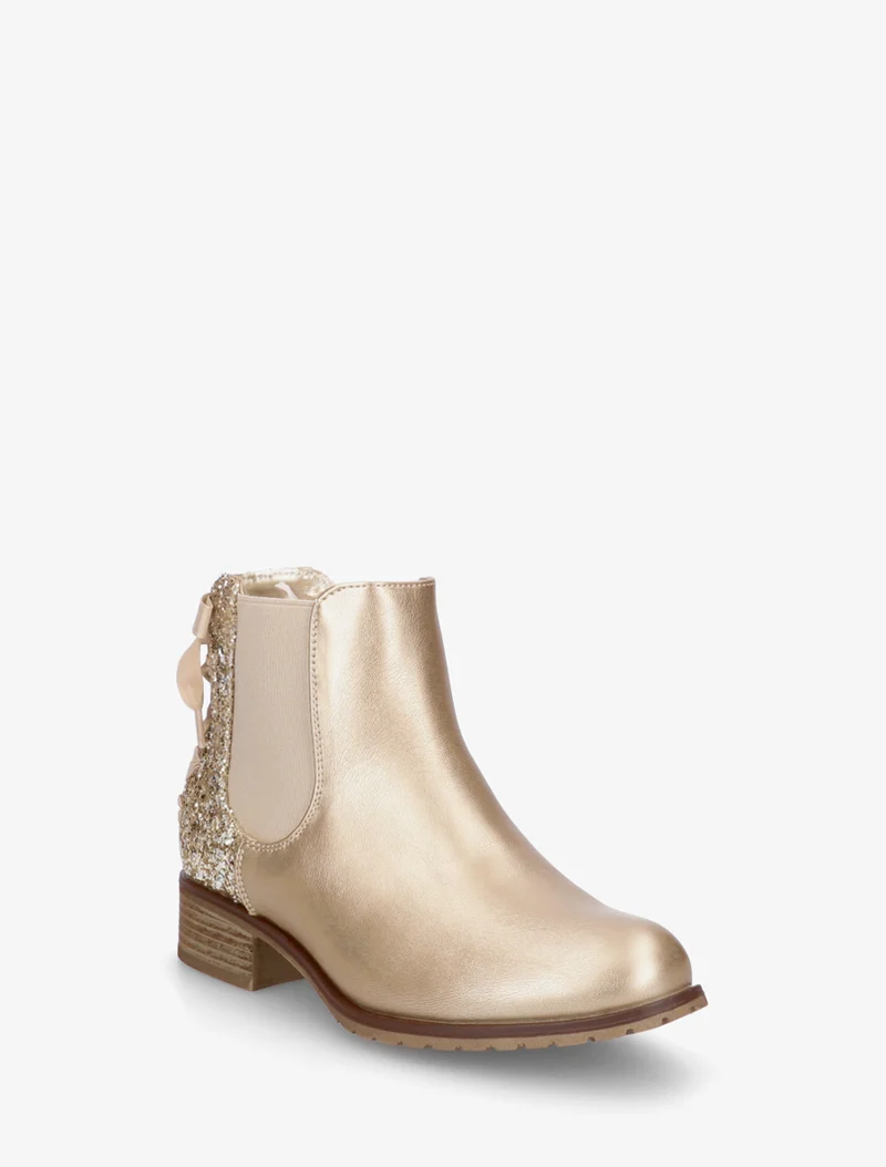 Bottines élastiquées à ruban style lacet - Or