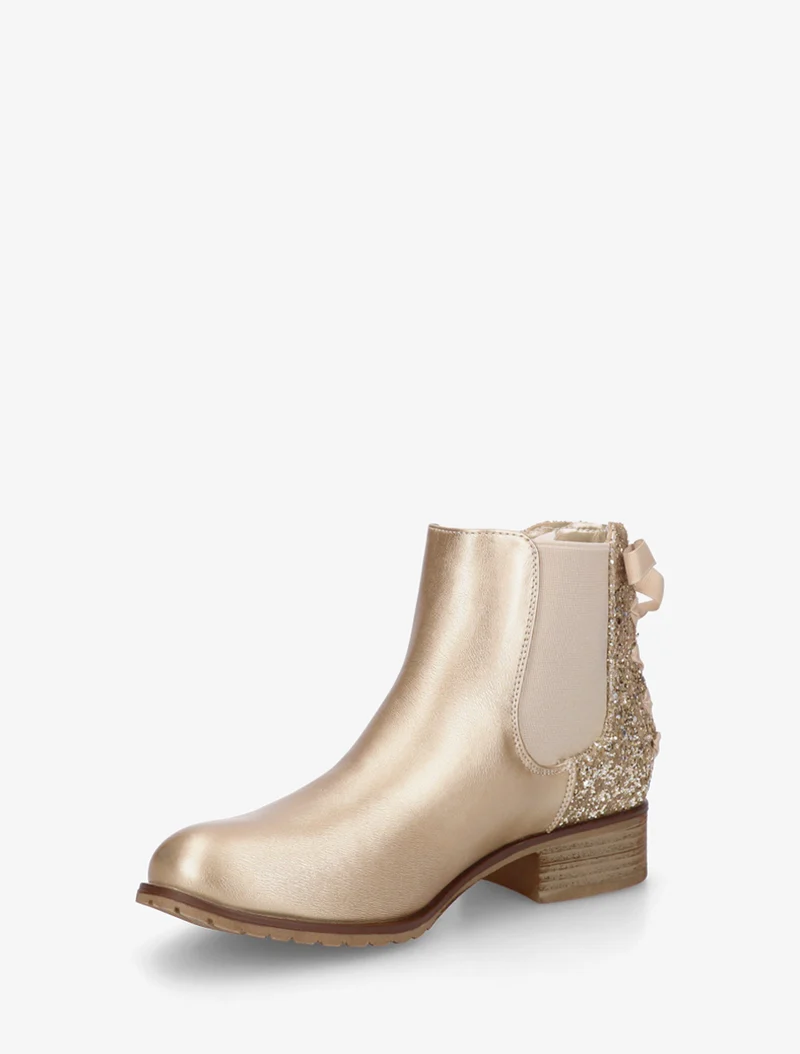 Bottines élastiquées à ruban style lacet - Or