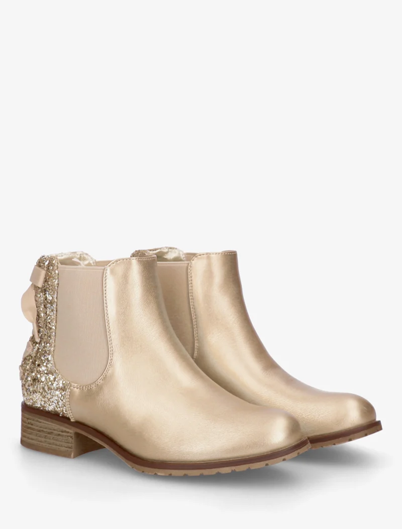 Bottines élastiquées à ruban style lacet - Or