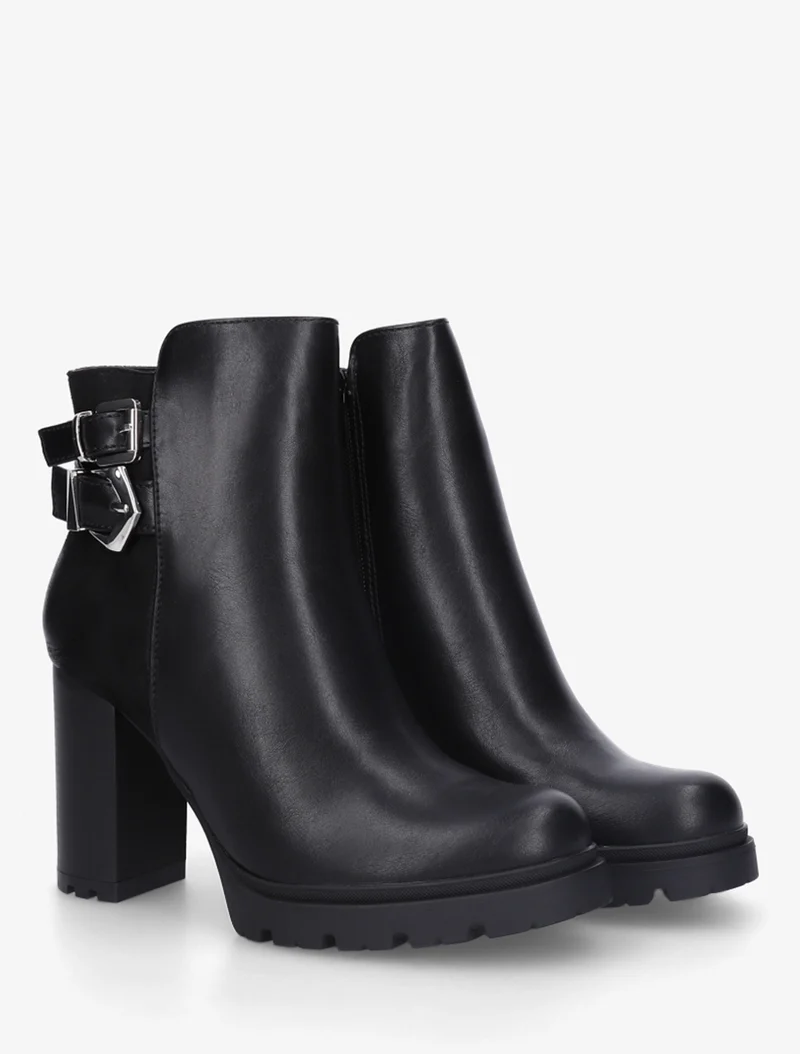Bottines à talon et boucles - Noir