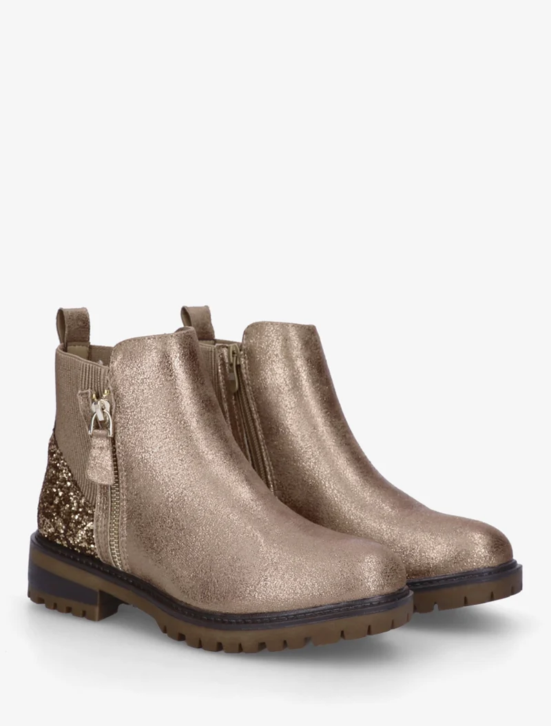 Bottines élastiquées à contrefort pailleté - Or