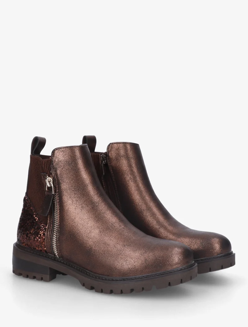 Bottines élastiquées à contrefort pailleté - Bronze