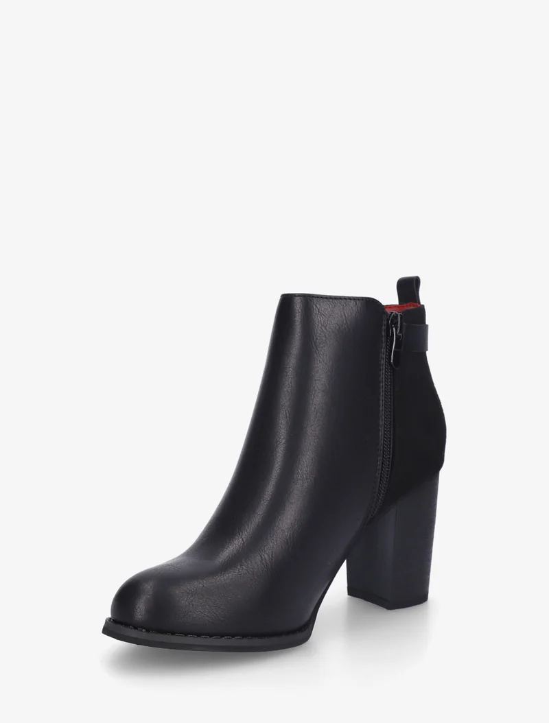 Bottines à zip décoratif et sangle - Noir