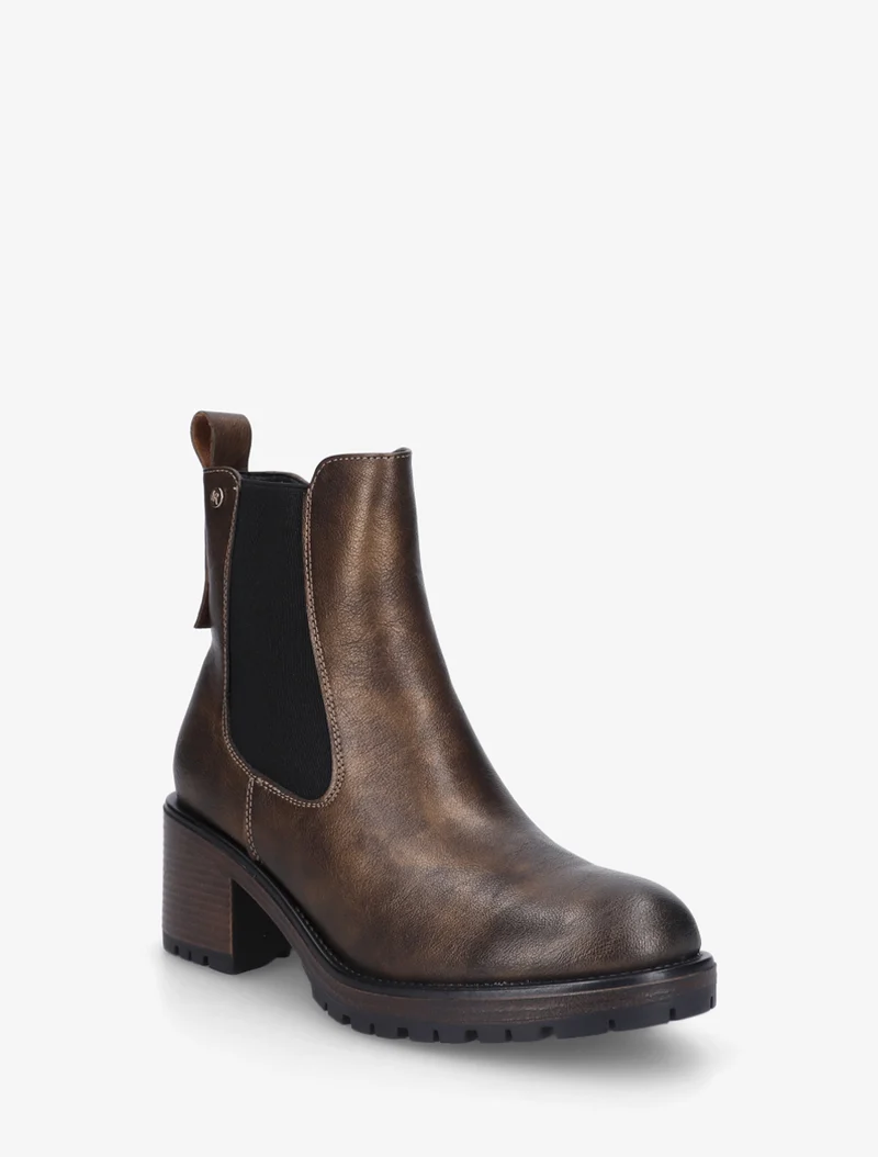 Bottines élastiquées à talon - Bronze