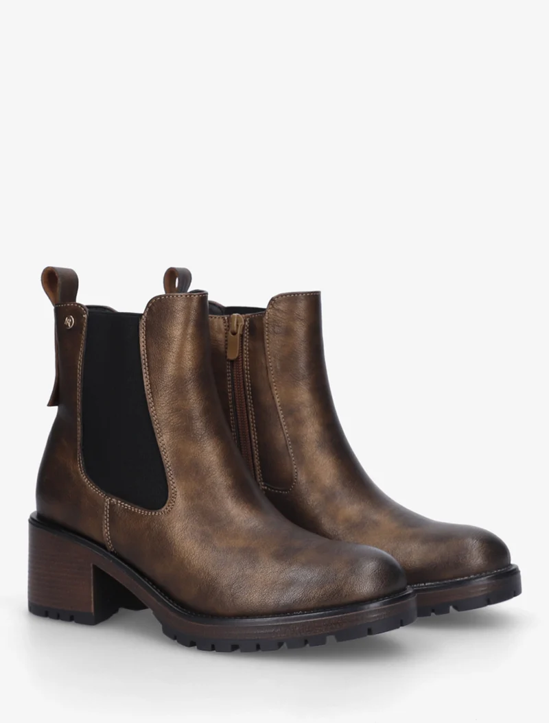 Bottines élastiquées à talon - Bronze