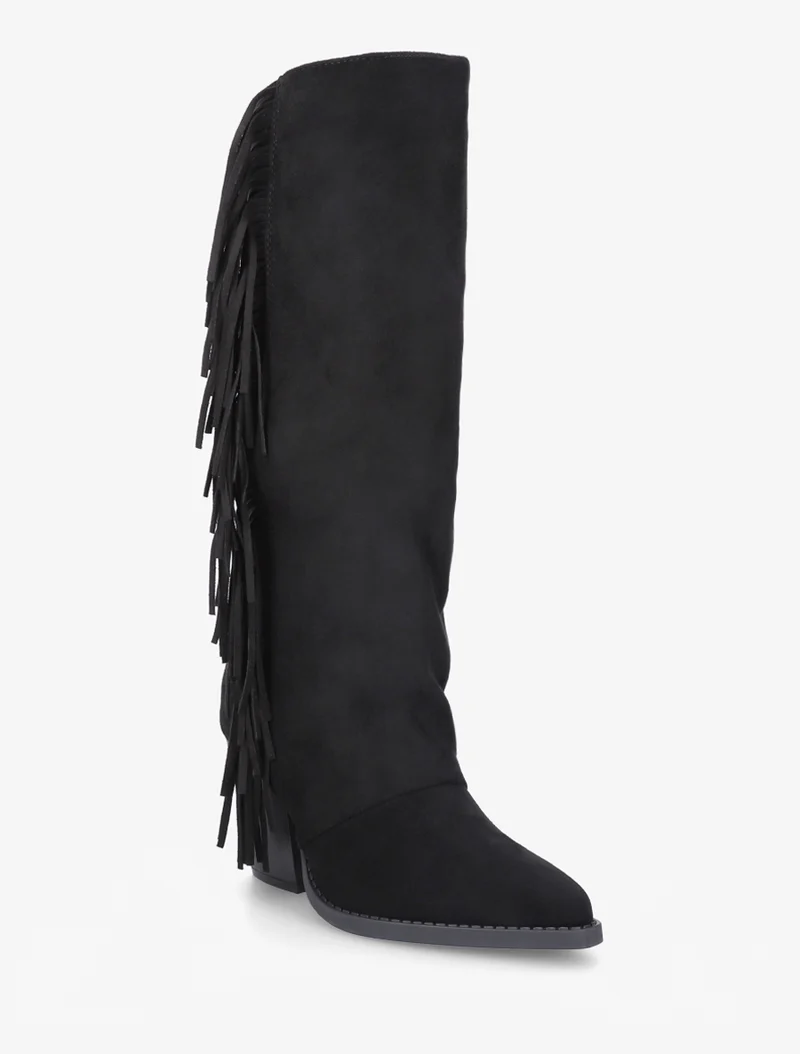 Bottes à franges bohème en suédine - Noir