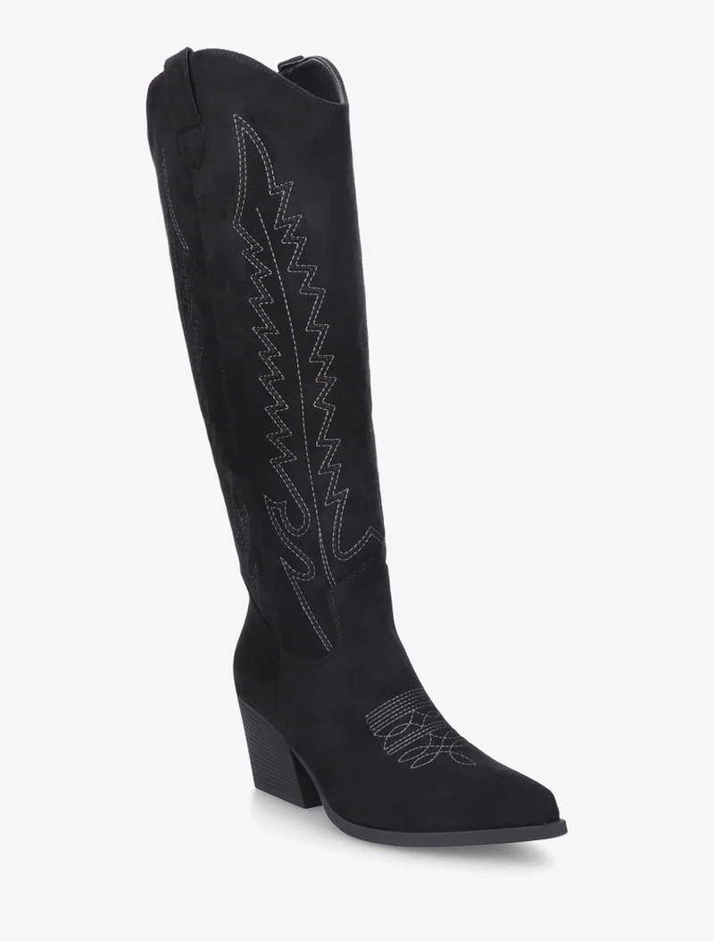 Bottes brodées style santiags - Noir