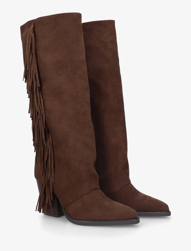 Bottes à franges bohème en suédine - Marron