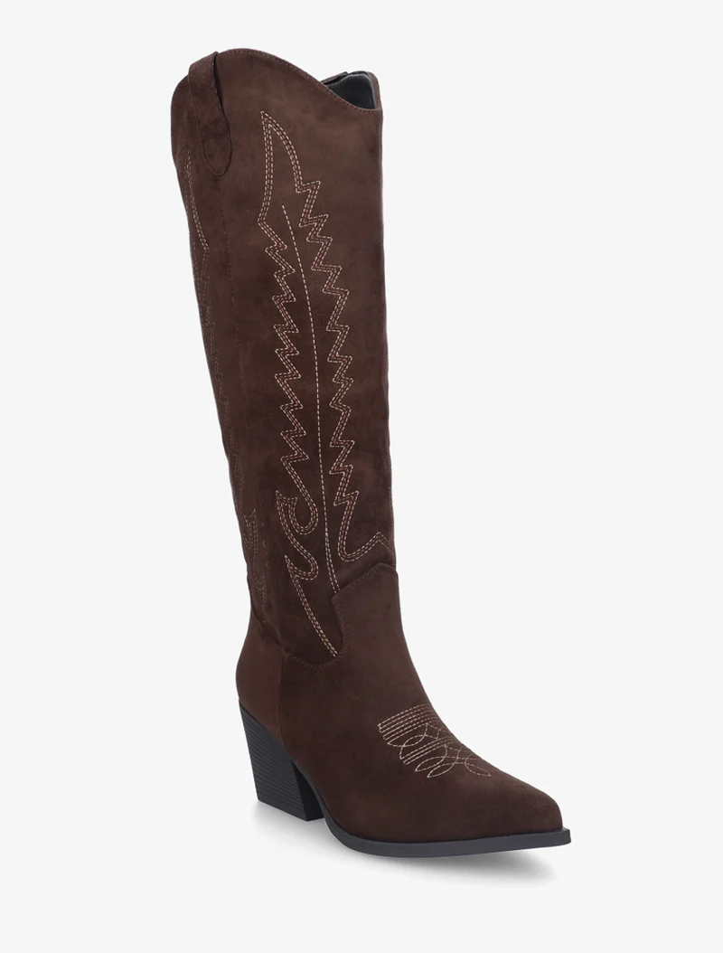 Bottes brodées style santiags - Marron