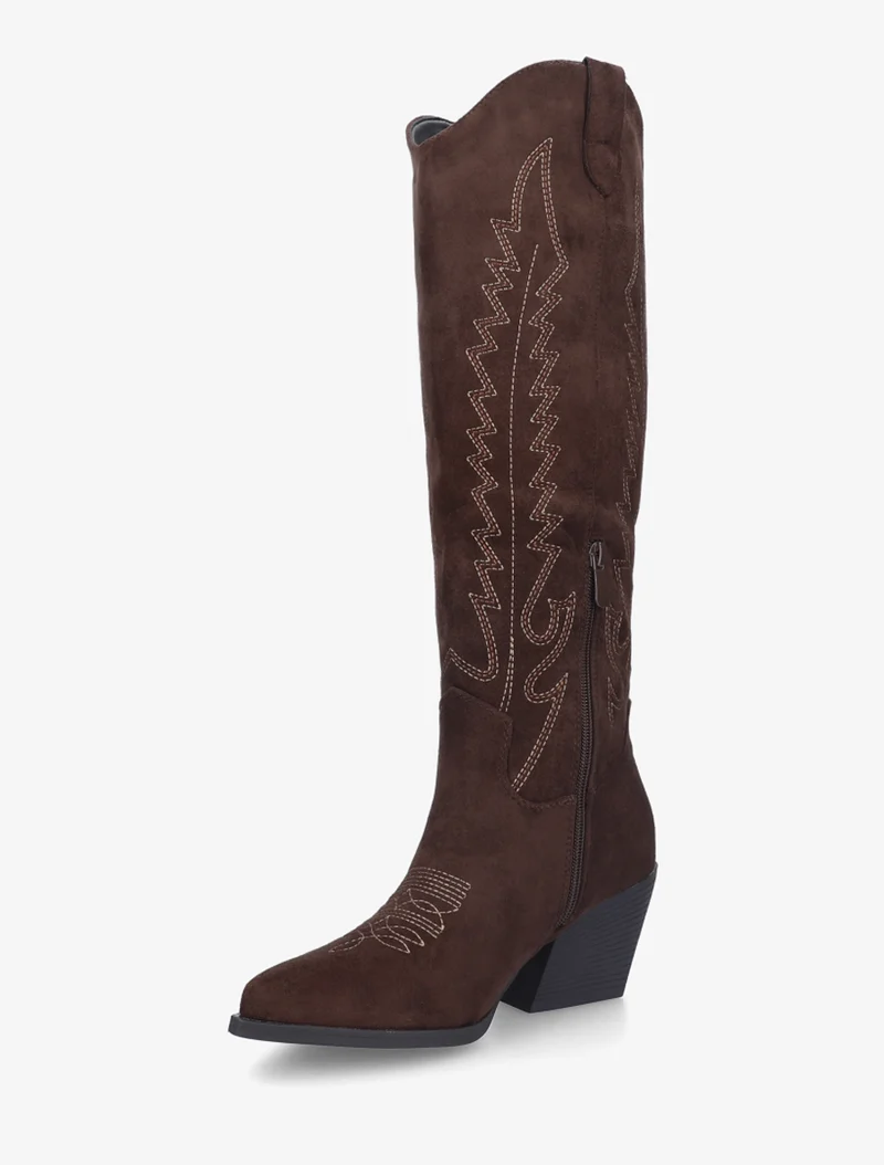 Bottes brodées style santiags - Marron