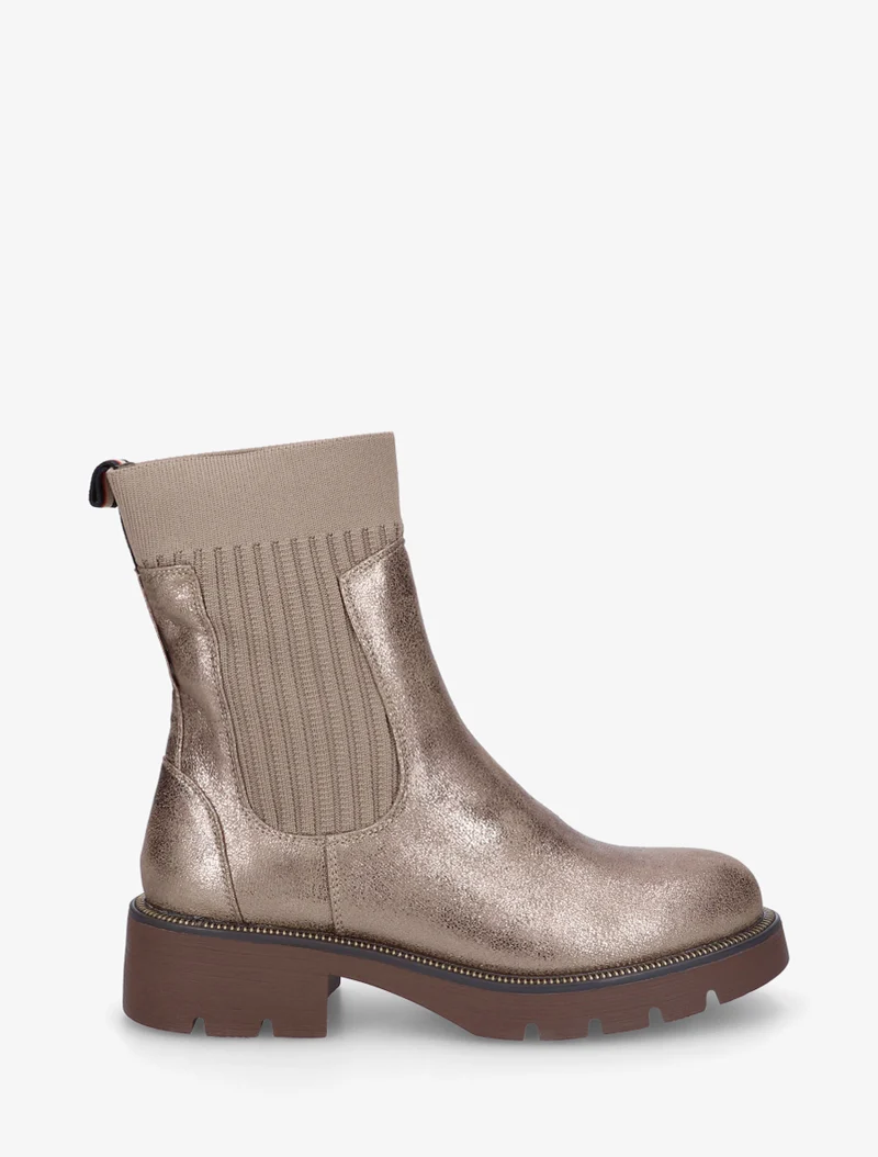 Bottines nacrées style chaussettes - Taupe