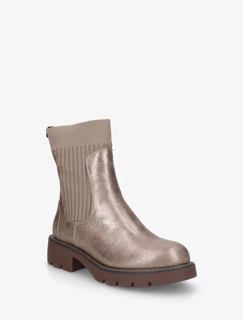 Bottines nacrées style chaussettes - Taupe
