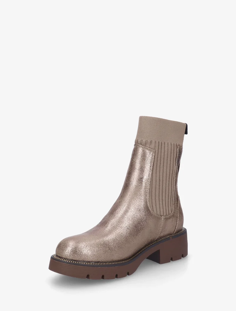 Bottines nacrées style chaussettes - Taupe