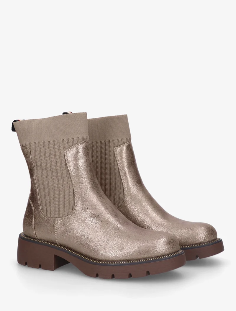 Bottines nacrées style chaussettes - Taupe