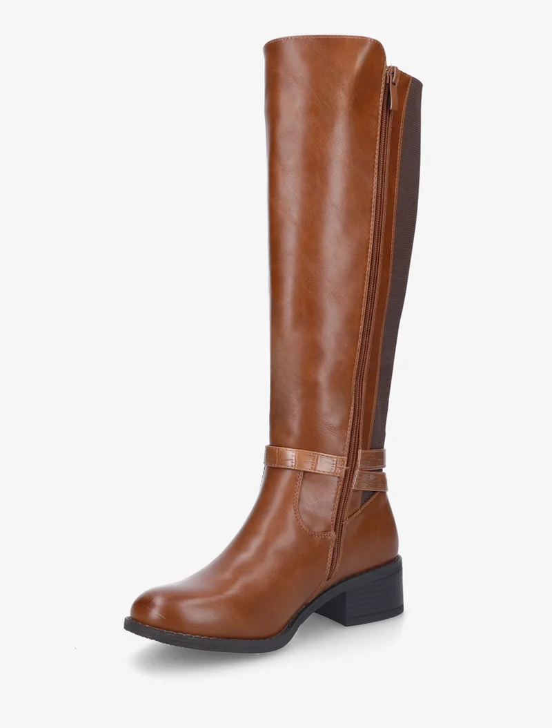 Botte style cavalière en simili - Camel