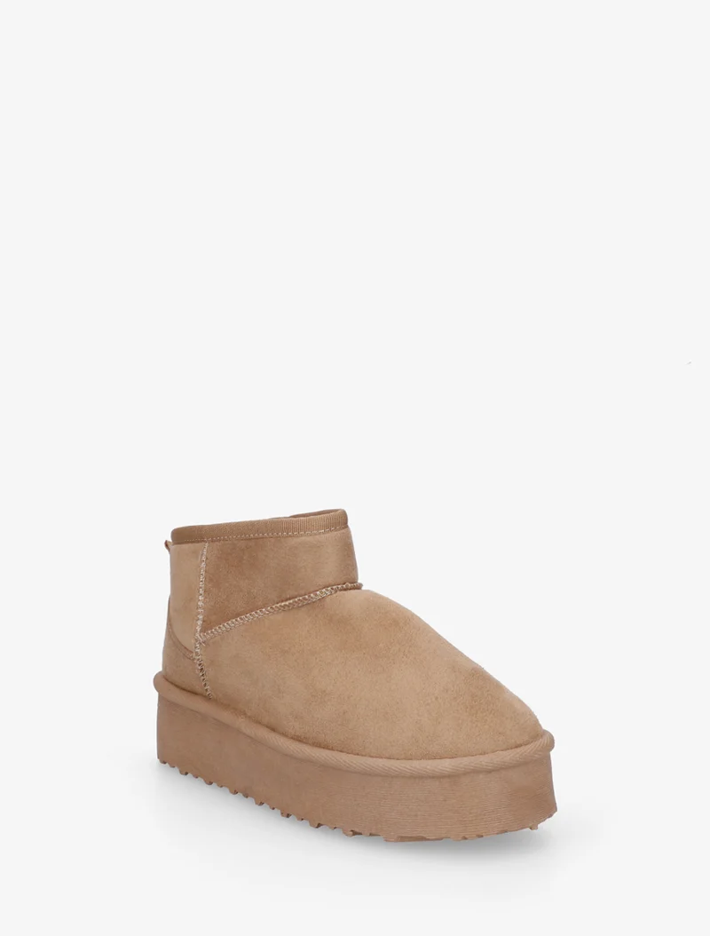 Boots en suédine à semelle plateforme - Marron clair