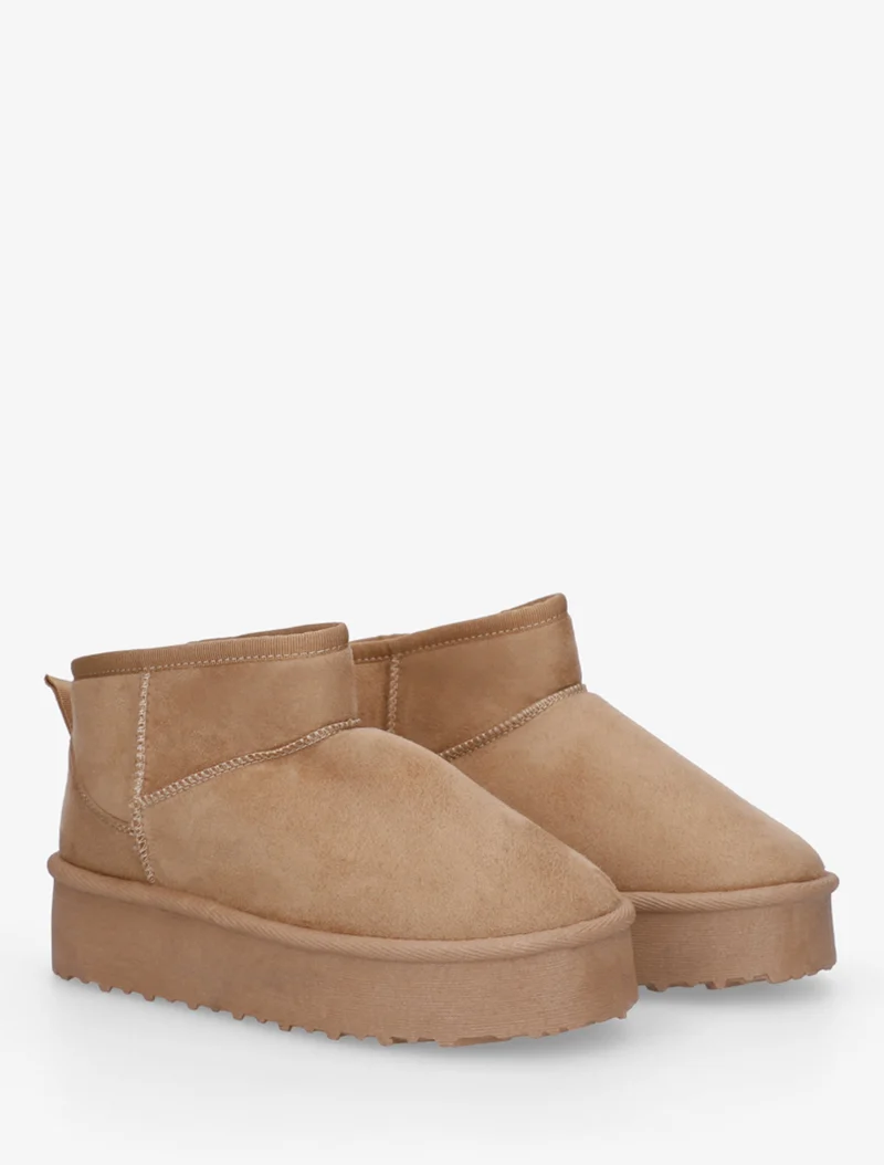 Boots en suédine à semelle plateforme - Marron clair