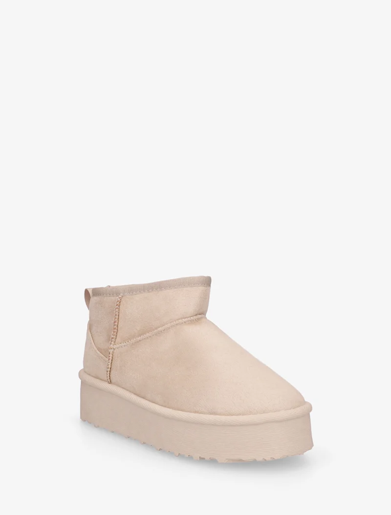 Boots en suédine à semelle plateforme - Beige