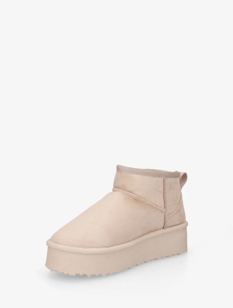 Boots en suédine à semelle plateforme - Beige