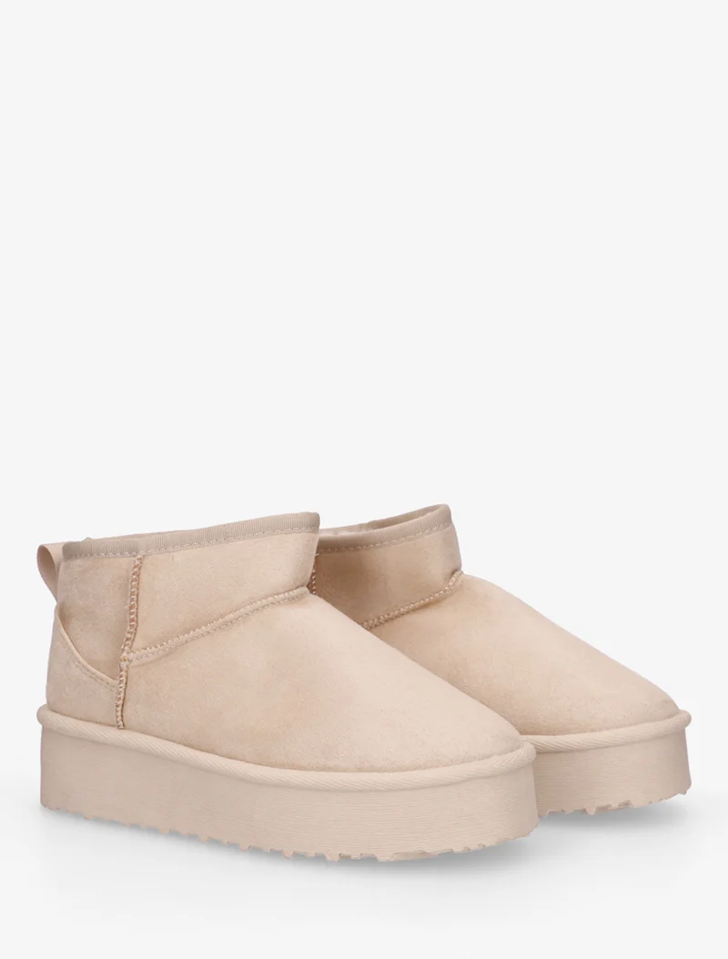 Boots en suédine à semelle plateforme - Beige