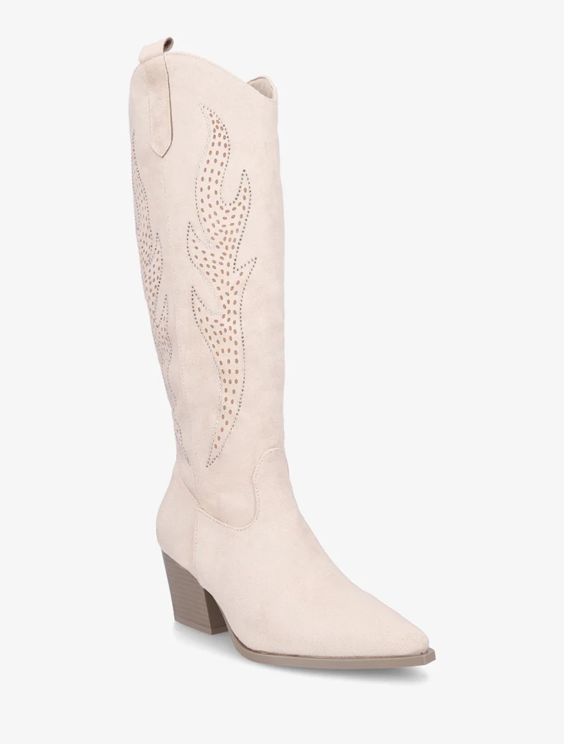 Bottes en suédine style santiags - Beige