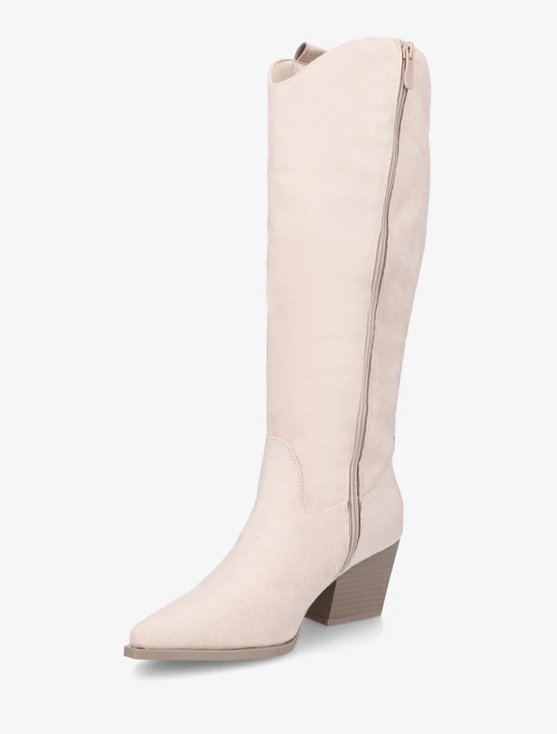Bottes en suédine style santiags - Beige