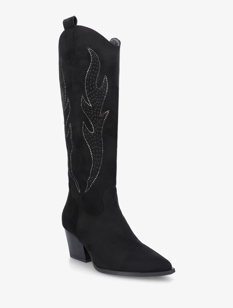 Bottes en suédine style santiags - Noir
