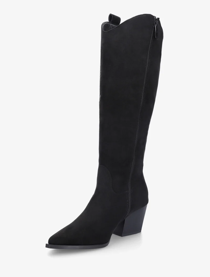 Bottes en suédine style santiags - Noir