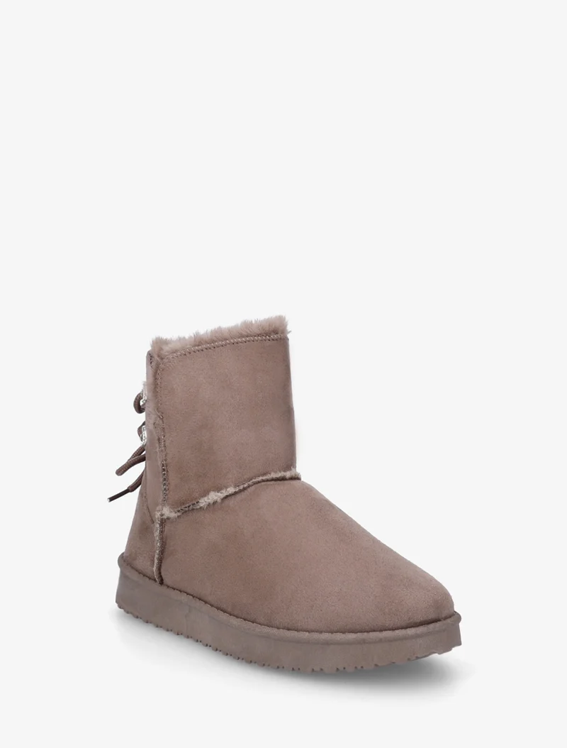 Bottines en suédine à strass - Taupe