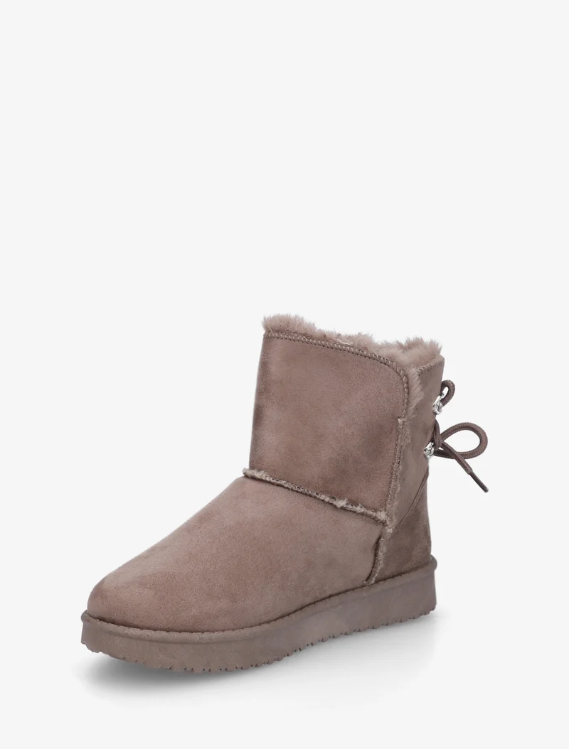 Bottines en suédine à strass - Taupe