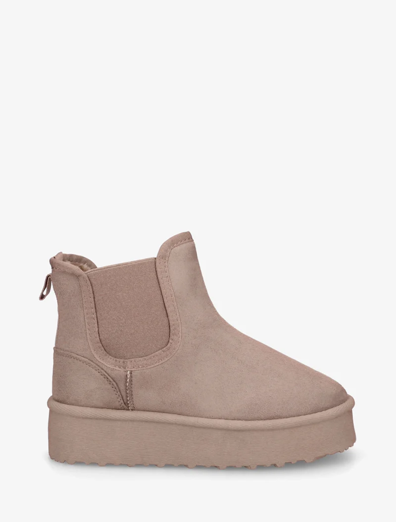Bottines élastiquées en suédine - Taupe