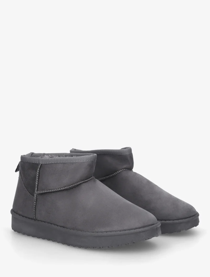 Boots basses fourrées en suédine - Gris foncé