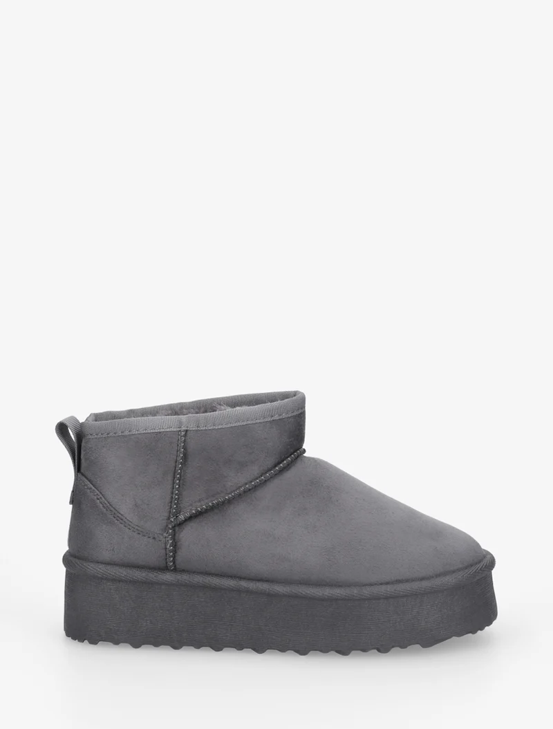 Boots en suédine à semelle plateforme - Gris foncé