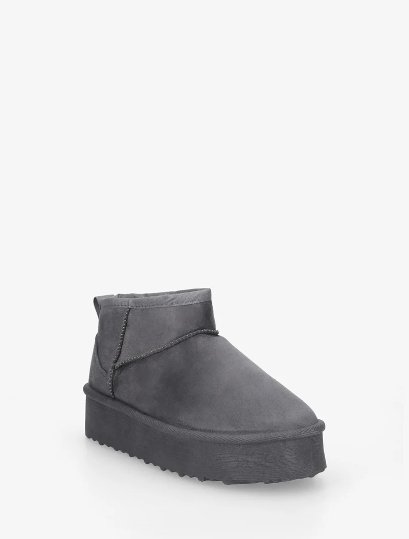Boots en suédine à semelle plateforme - Gris foncé