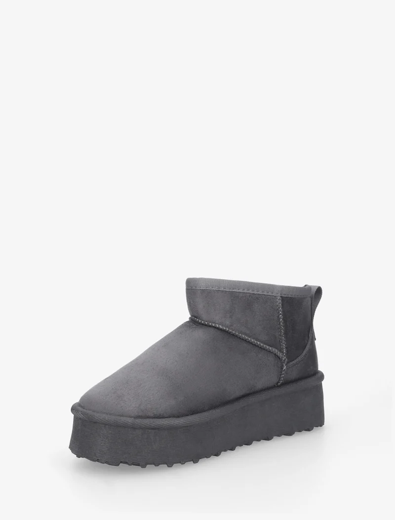 Boots en suédine à semelle plateforme - Gris foncé