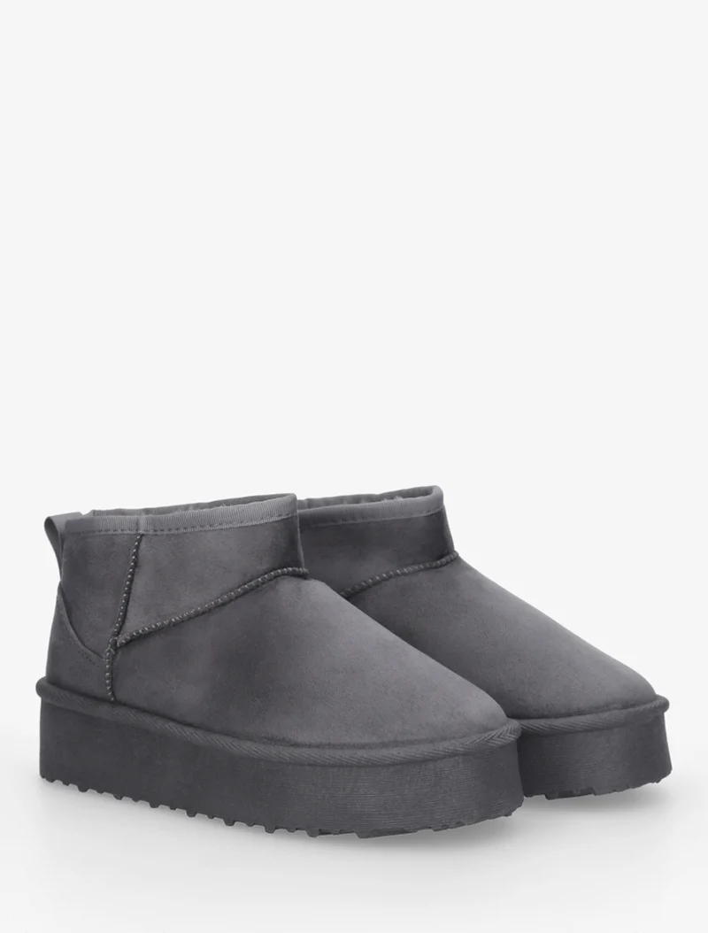 Boots en suédine à semelle plateforme - Gris foncé