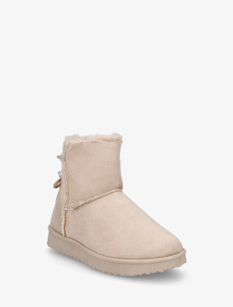 Bottines en suédine à strass - Beige